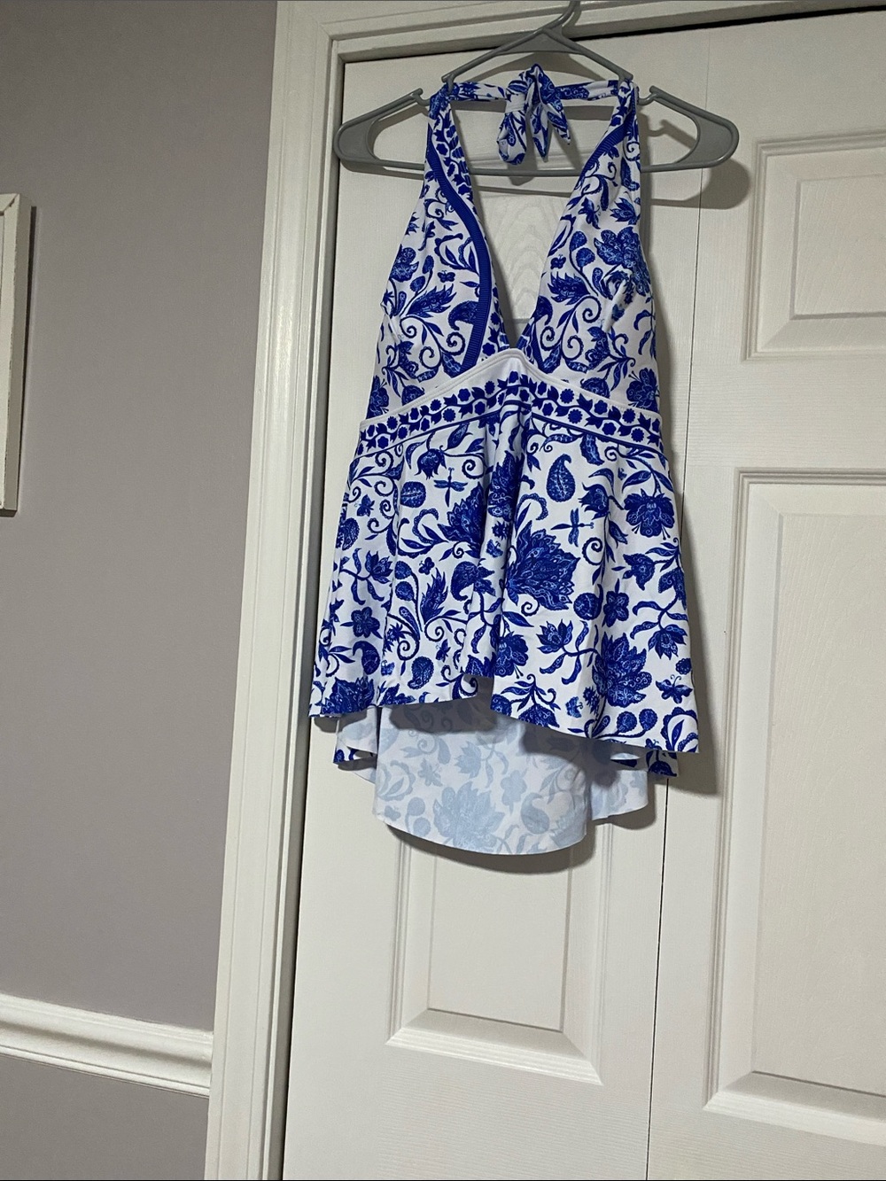 SHEIN Blue & White Halter Floral Swim suit.  Washed but never worn.